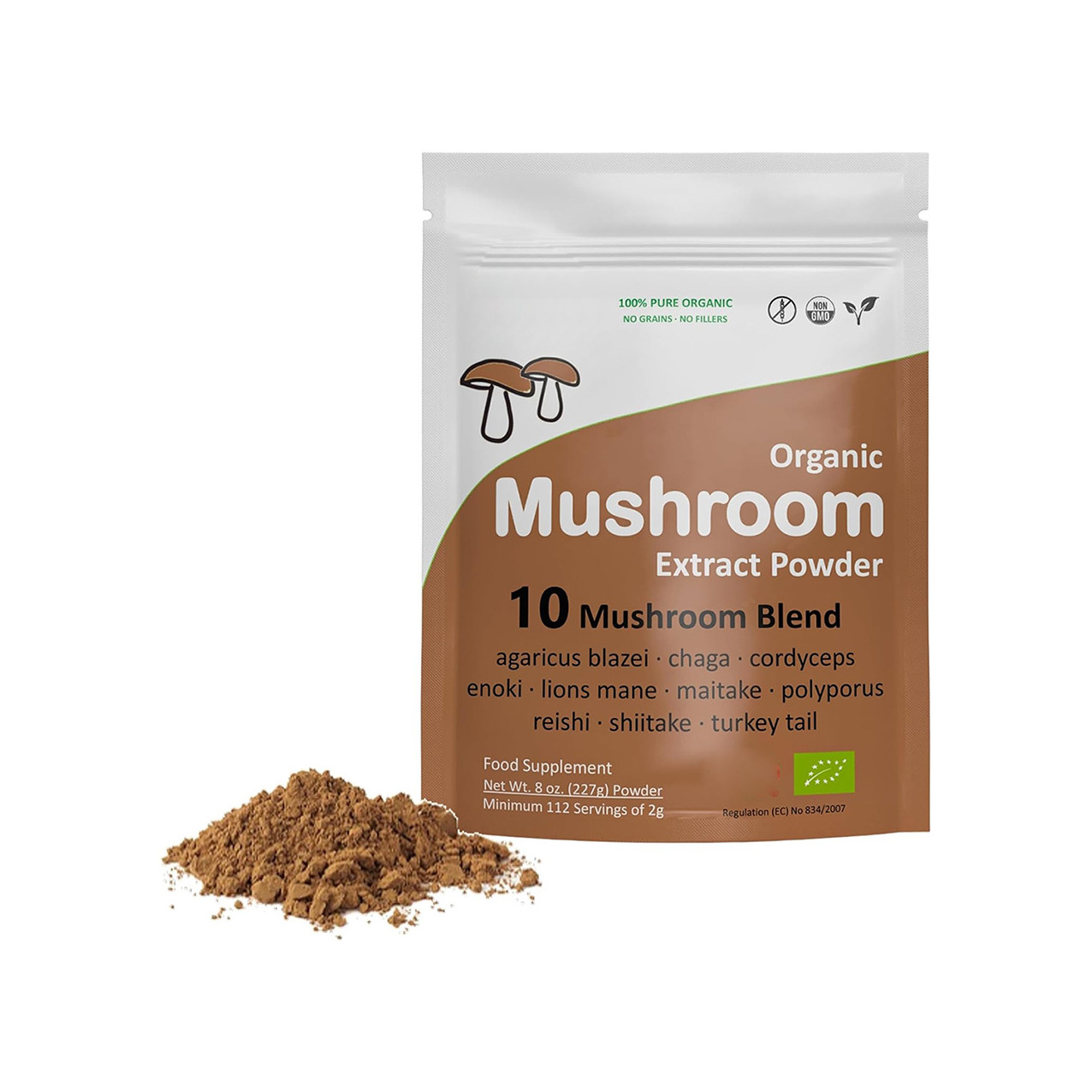 Private Label Mushroom Powder Supplement Organic Mushroom 10 Blend Extract Powder with Maitake Polyporus Reishi Shiitake