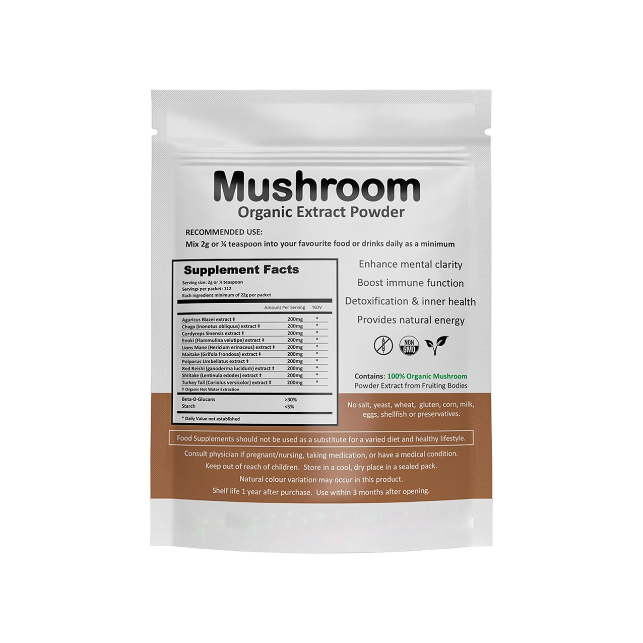 Private Label Mushroom Powder Supplement Organic Mushroom 10 Blend Extract Powder with Maitake Polyporus Reishi Shiitake