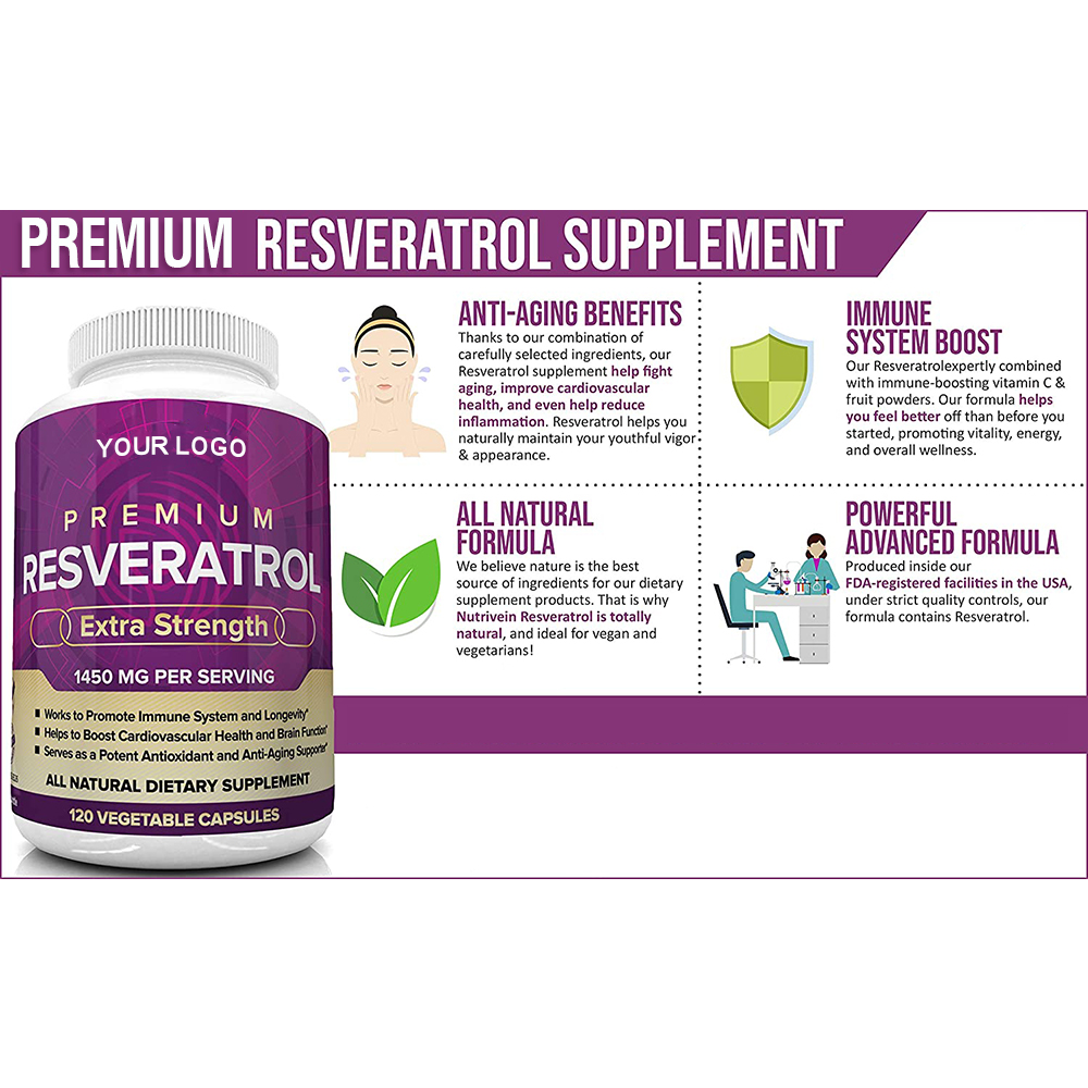 2022 OEM Resveratrol Capsules Nootropics Brain Booster Supplement Capsules With Vitamins For brain focus capsules