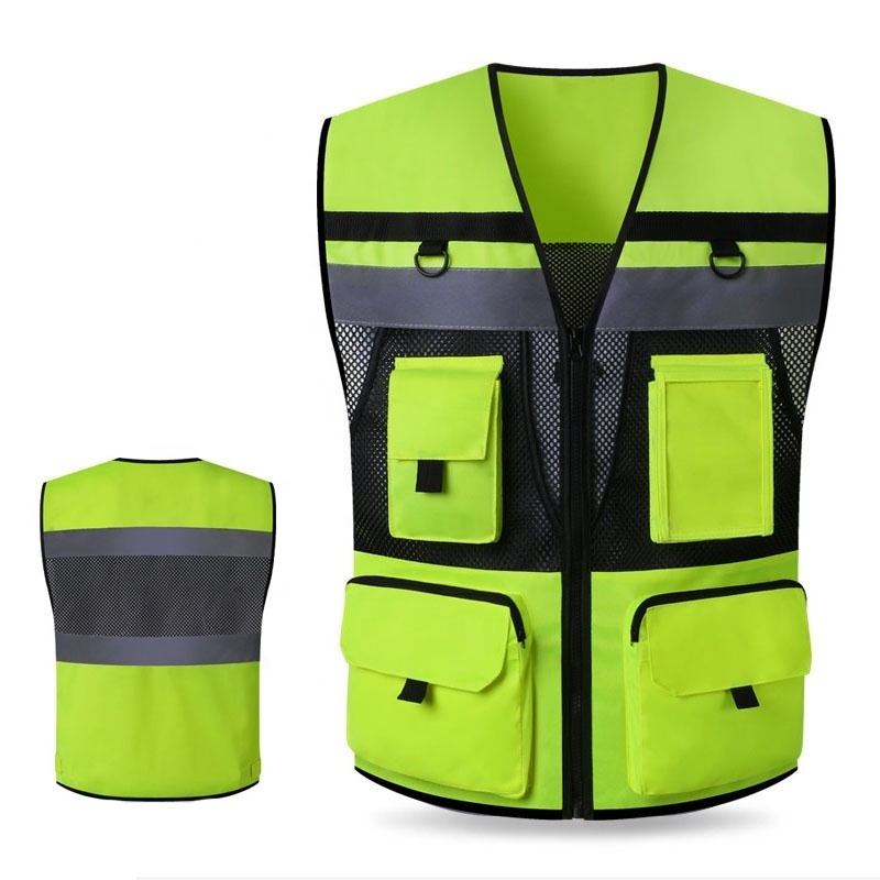 Hi Vis Safety Vest Orange Reflective Work Vest for Warehouse Construction Supervisor Working Clothes