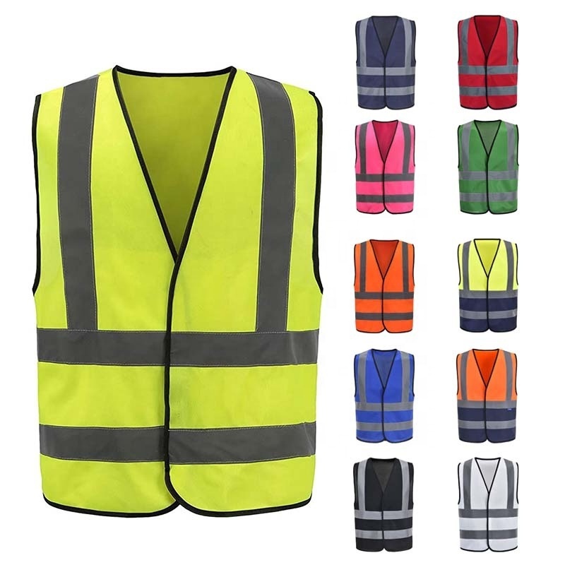 Factory Sales Manufacturer China 12 Colour High Visibility Viz Vest Hi Vis Viz Reflective Safety Vests for Men China Safety Green EMS Vest