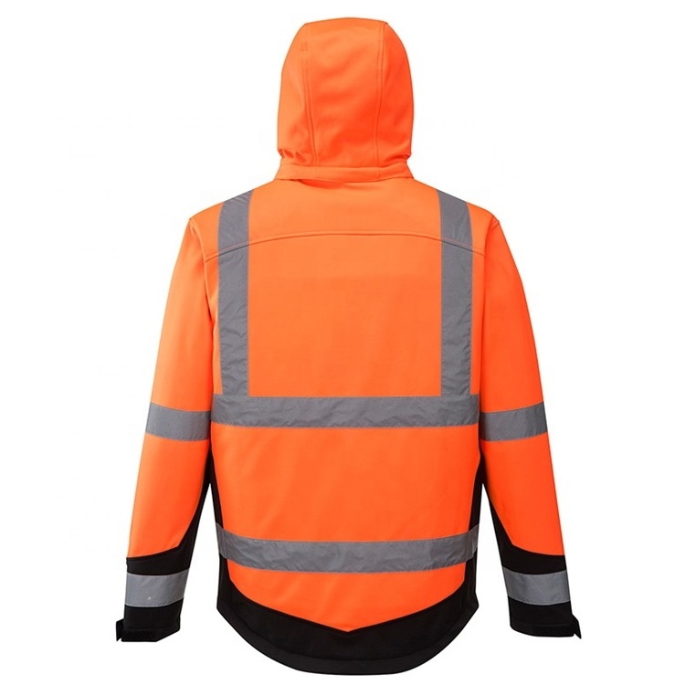 OEM Factory Men's Hi Vis SoftShell Two Tone Saftey Reflective Fleece Lined Workwear Jacket