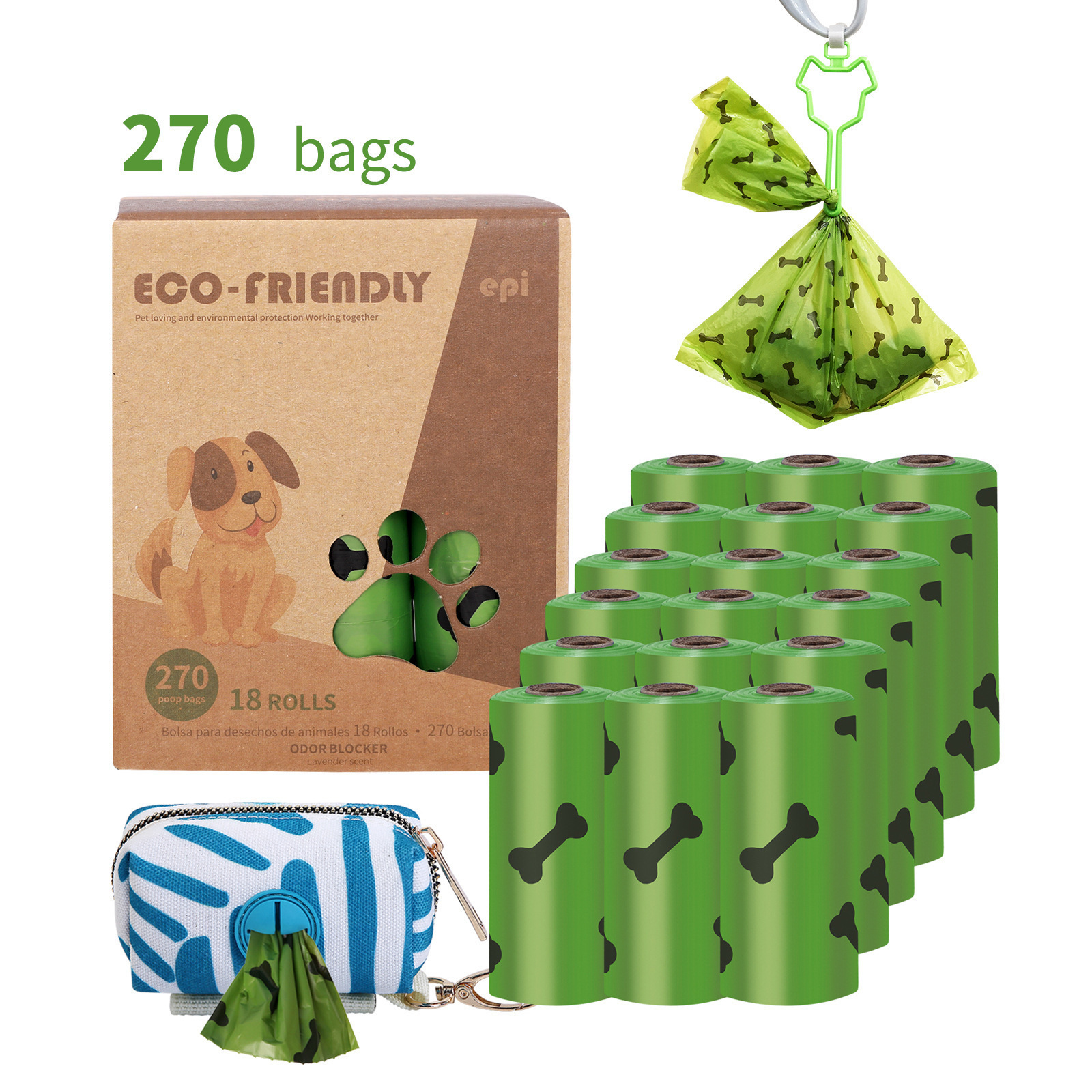 Custom Wholesale Eco Friendly Cornstarch Pet Waste Disposal Bag Biodegradable Dog Poop Bag with Dispenser