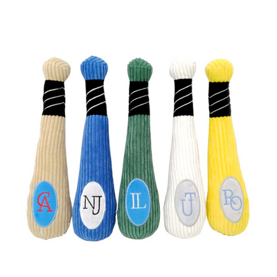 Baseball Bat Design HollyPet Sport Dog Chew Toys Squeaky Teeth Cleaning Custom Plush Pet Toy