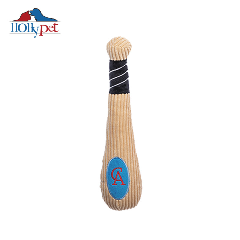 Baseball Bat Design HollyPet Sport Dog Chew Toys Squeaky Teeth Cleaning Custom Plush Pet Toy