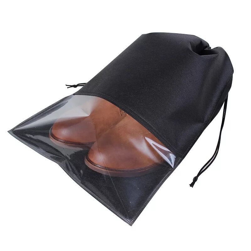 Low MOQ non woven shoe bag drawstring Bag for travel clear shoes organizer