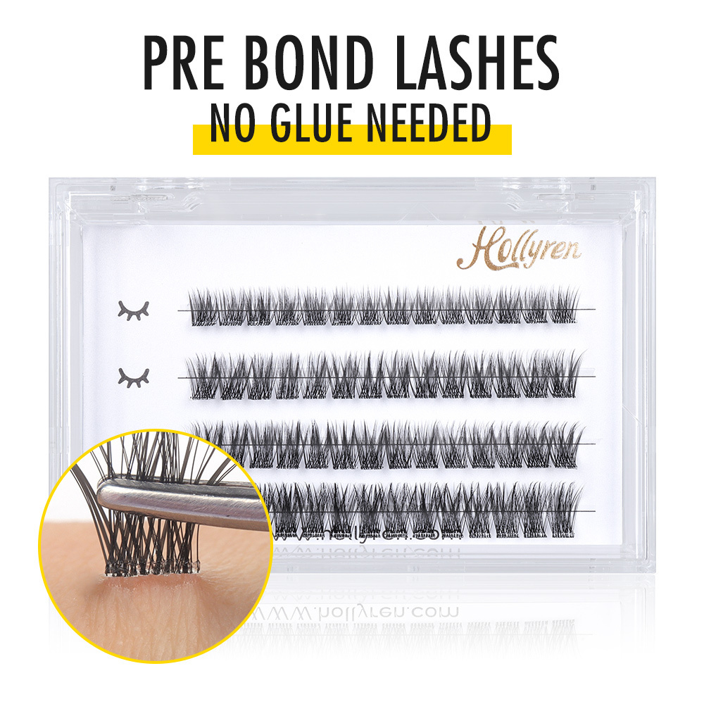 Hollyren Trending Products 2024 New Arrivals Self Adhesive Lash Clusters Press On Eyelashes No Glue Needed Glueless Lashes