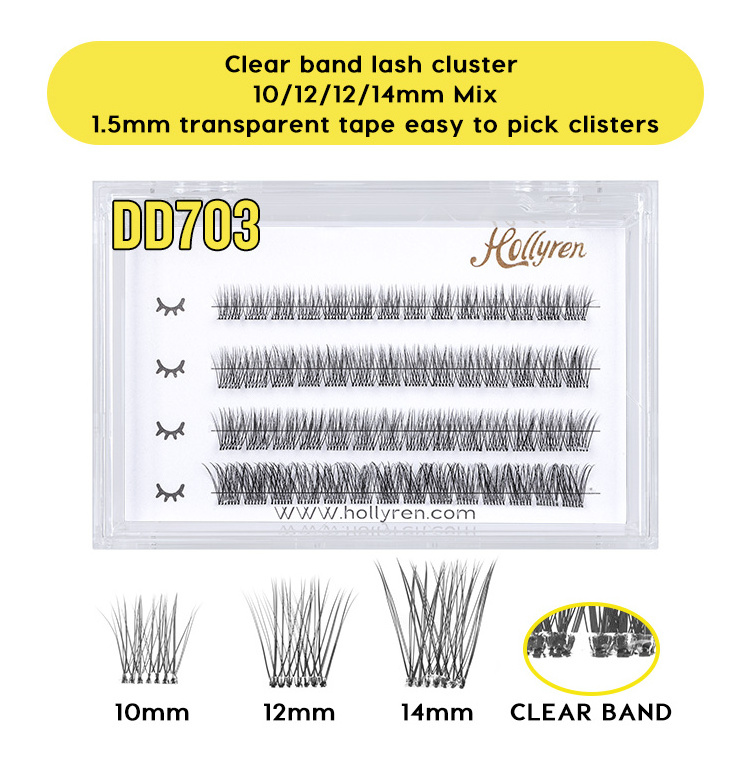 Superfine Band Pre Cut Segment Eyelashes Pre Bond No Glue Needed Cluster Diy Lashes Glueless Lashes