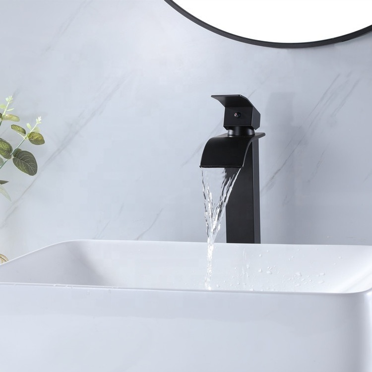 High Quality Stainless Steel Single Handle Taps One Hole Waterfall Mixer Sinks Faucets Face Bathroom Wash Basin Faucet