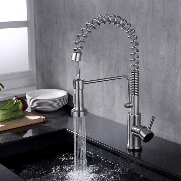 Sensor Touch Faucet Pull Out Kitchen Faucet 304 Stainless Steel Brushed Hot and Cold Mixed Faucet Professional Manufacturer