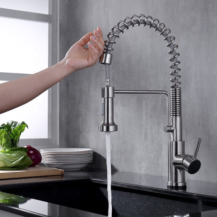 Sensor Touch Faucet Pull Out Kitchen Faucet 304 Stainless Steel Brushed Hot and Cold Mixed Faucet Professional Manufacturer