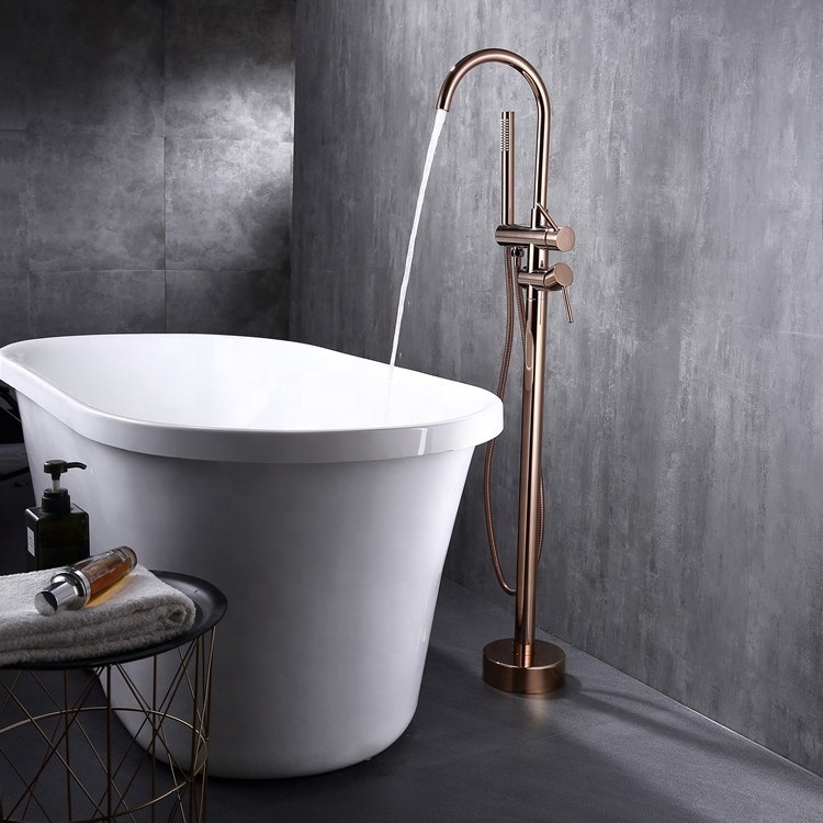 Brass Freestanding Bath Shower Mixer floor stand mounted Tub Filler Shower Mixer Free Standing Bathtub Faucet