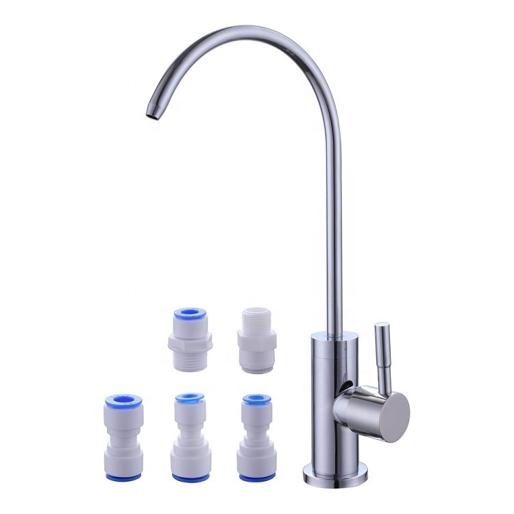 China Factory Kitchen Water Filter Faucet 304 Stainless Steel Lead-Free Brushed Chrome Drinking Water Purifier Faucet