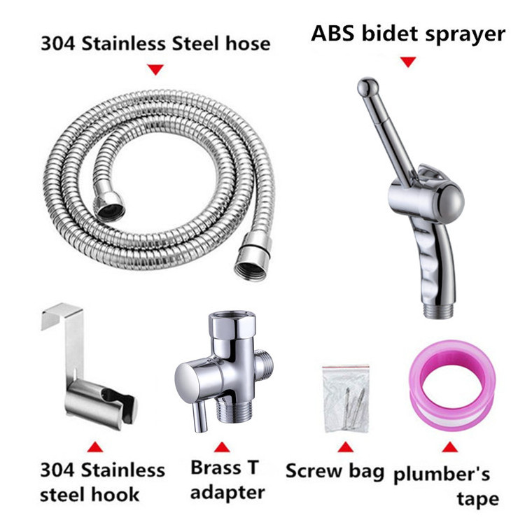 Hot Sell High Quality ABS Handheld Bidet Sprayer For Toilet Plastic Diaper Sprayer Combo w/ T Valve Bidet Set