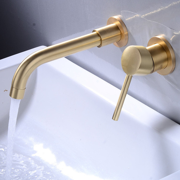 304 Stainless Steel One handle Gold black Brushed Water Tap Hot Cold Mixer Hidden in Wall Mounted Concealed Basin Faucet