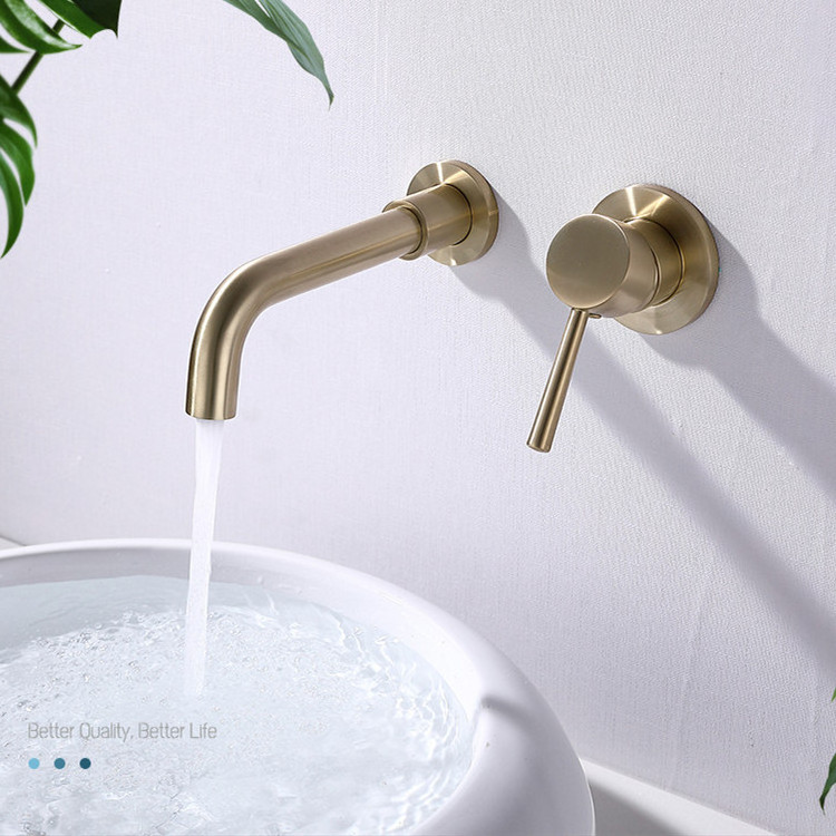 304 Stainless Steel One handle Gold black Brushed Water Tap Hot Cold Mixer Hidden in Wall Mounted Concealed Basin Faucet