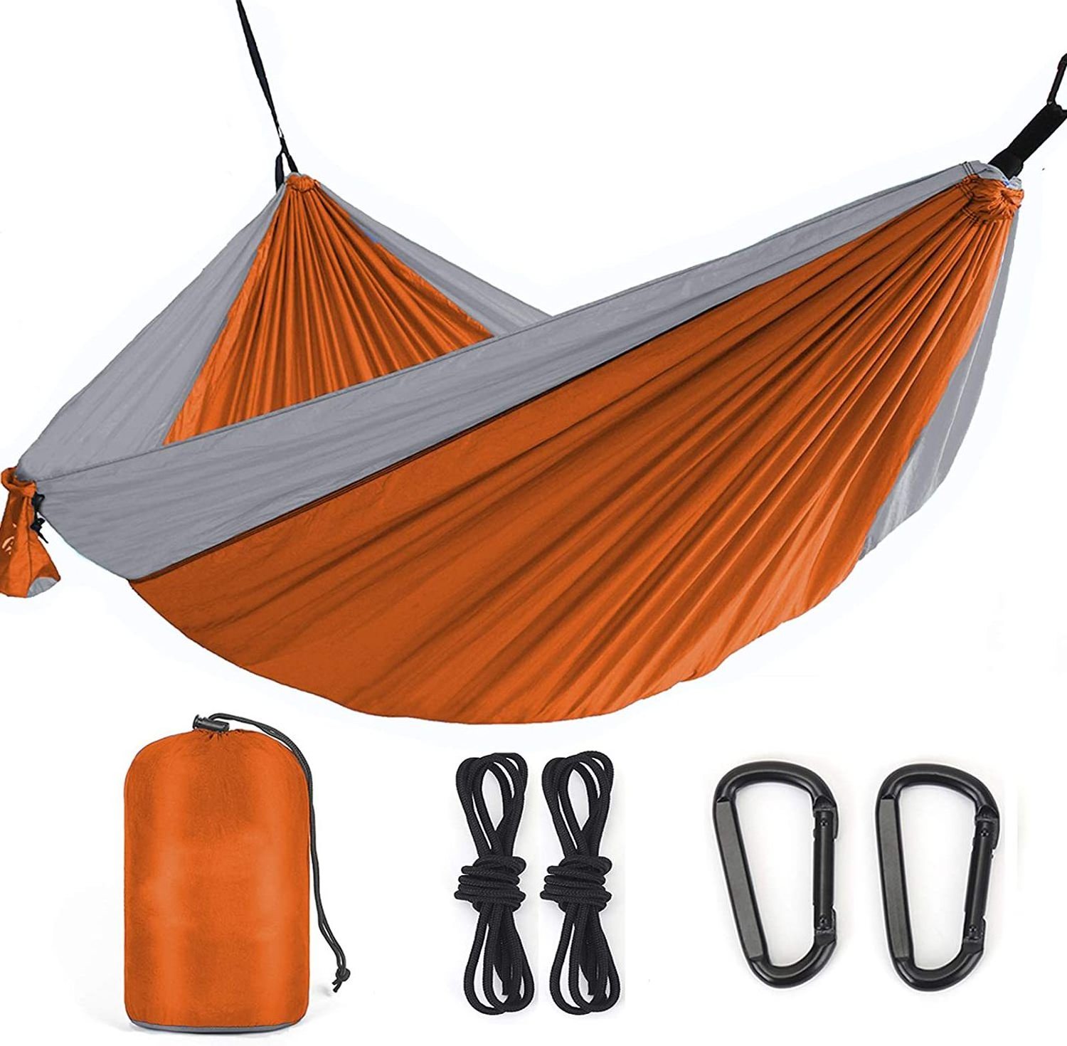 Outdoor single double parachute cloth hammock color blocking nylon widened hammock swing indoor leisure hammock