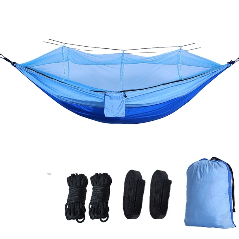 Anti-mosquito hammock with colorful tape section Outdoor single and double mosquito net hammock Cloth mosquito net hammock