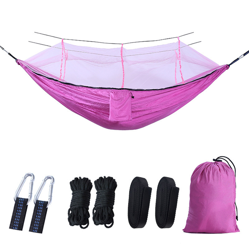 Anti-mosquito hammock with colorful tape section Outdoor single and double mosquito net hammock Cloth mosquito net hammock