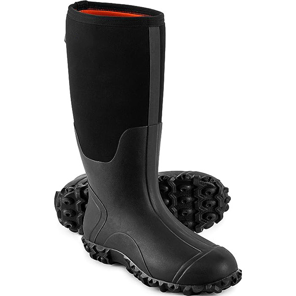 Rain Boots for Men with Steel Shank Waterproof Insulated Rubber Work Boots 5mm Neoprene Durable Mud Boots for Hunting Fishing