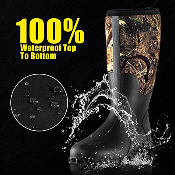 Waterproof Rubber Boots with 5mm Neoprene and Steel Shank, Mens Rain Boots for Outdoor Womens Hunting Hunting Boots for Men