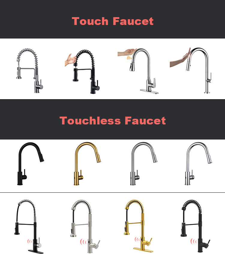 hot sale High Quality Smart Kitchen Tap 360 Degree Rotatable Pull Down Kitchen Faucet Sensor Touch Kitchen Faucet