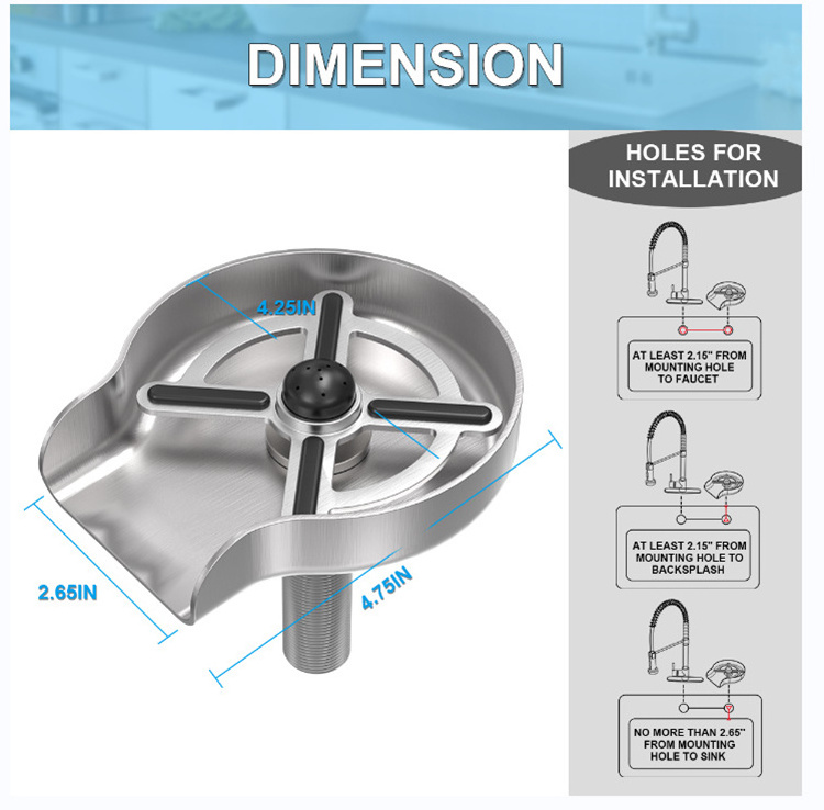 Holmine Luxury New Design Cup Washer For Sink Bar Accessories Commercial Cup Cleaner Rinser Auto Glass Cup Cleaner