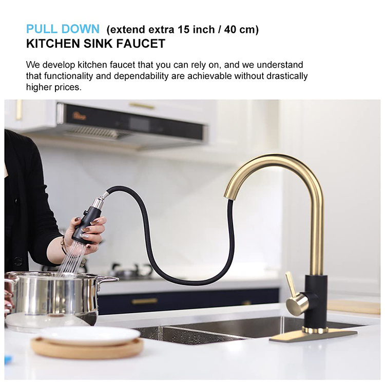 Kitchen Faucet with Pull Down Sprayer Gold Black Commercial Modern rv Stainless Steel Kitchen Faucets Grifos De Cocina