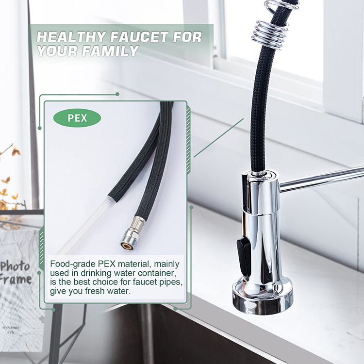 Chrome Kitchen Faucet for Kitchen Sink with Pull Down Sprayer Kitchen Faucet for Farmhouse Utility Bar Laundry Sinks