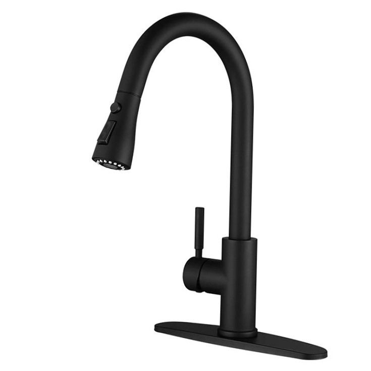 Deck-Mounted Kitchen Faucet For Kitchen Sink Nickel 360 Degree Swivel Spout Kitchen Sink Faucet Black