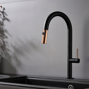 Holmine Black Touchless Automatic matte black Sensor Kitchen Sink Mixer Faucet With Pull Down Sprayer Touch sensor