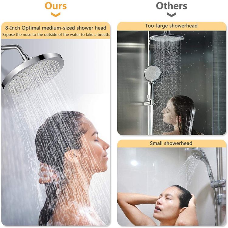 Shower Head High Pressure Rain Luxury Bathroom Showerhead with Chrome Plated Finish Adjustable Angles Shower Head