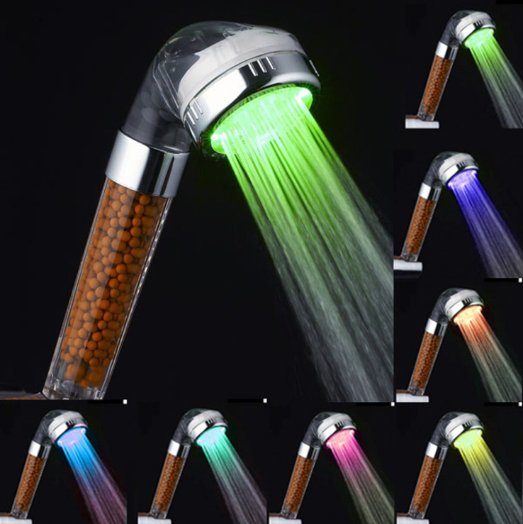 Holmine NEW Colorful Shower Head Home Bathroom accessories 7 LED Colors Changing Water Glow Light