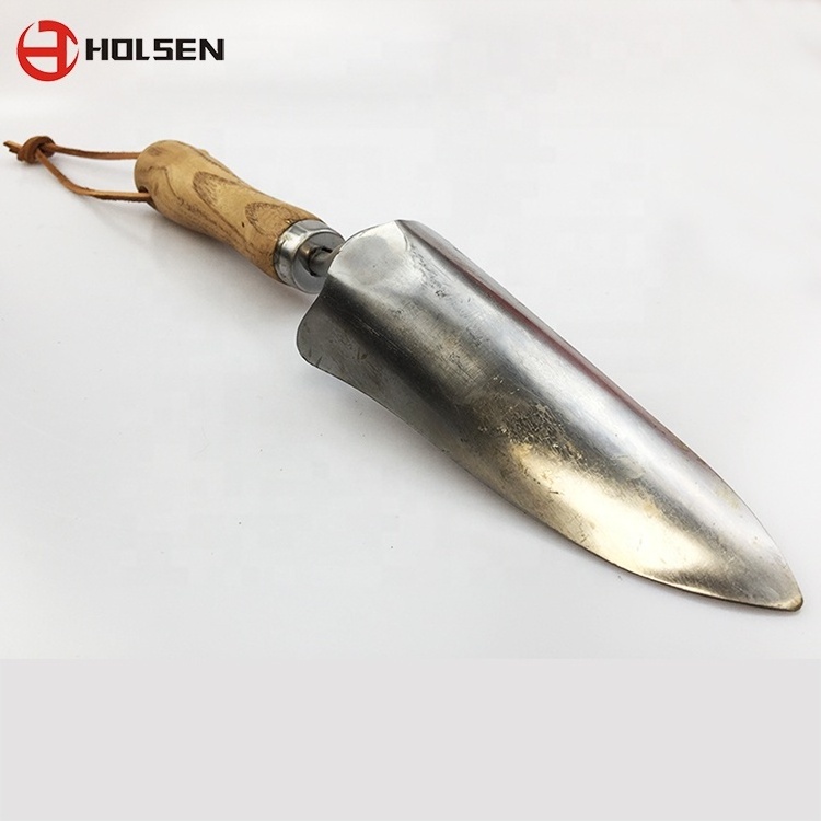 HOLSEN stainless steel ash wood handle garden small trowel garden scale shovel