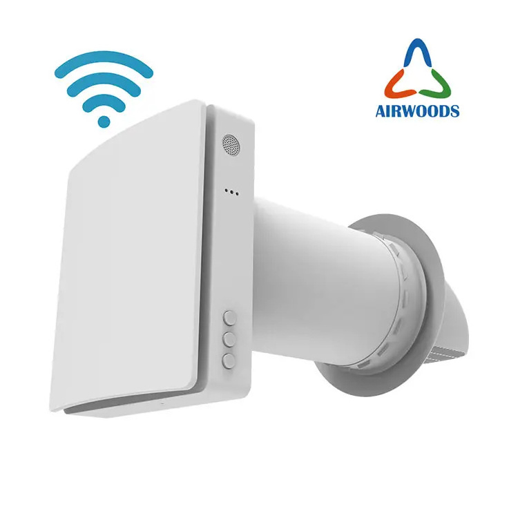 CO2 sensor control wall mounted energy recovery ventilator 32dBa low noise single room hrv wifi control