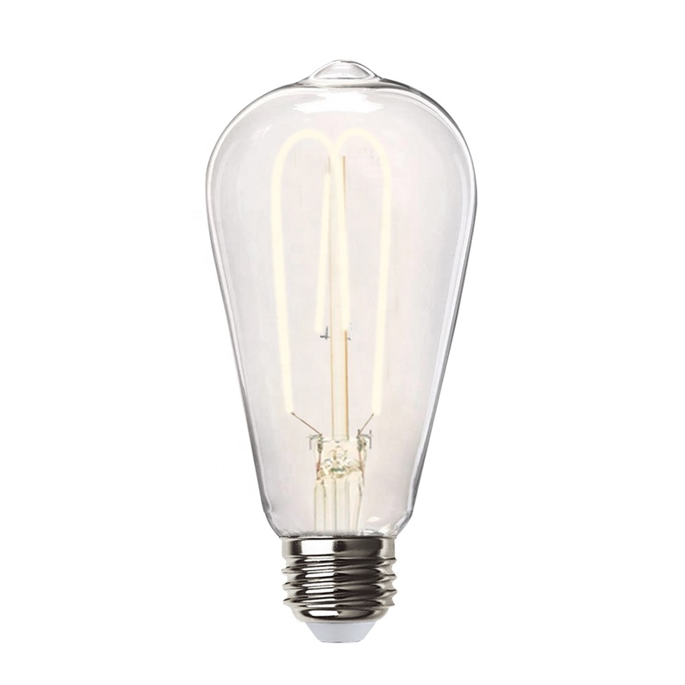 In Stock Ready To Ship 6W E27 630lm Amber Clear  ST64 Glass Warm White Energy Saver Light Led Filament Bulb