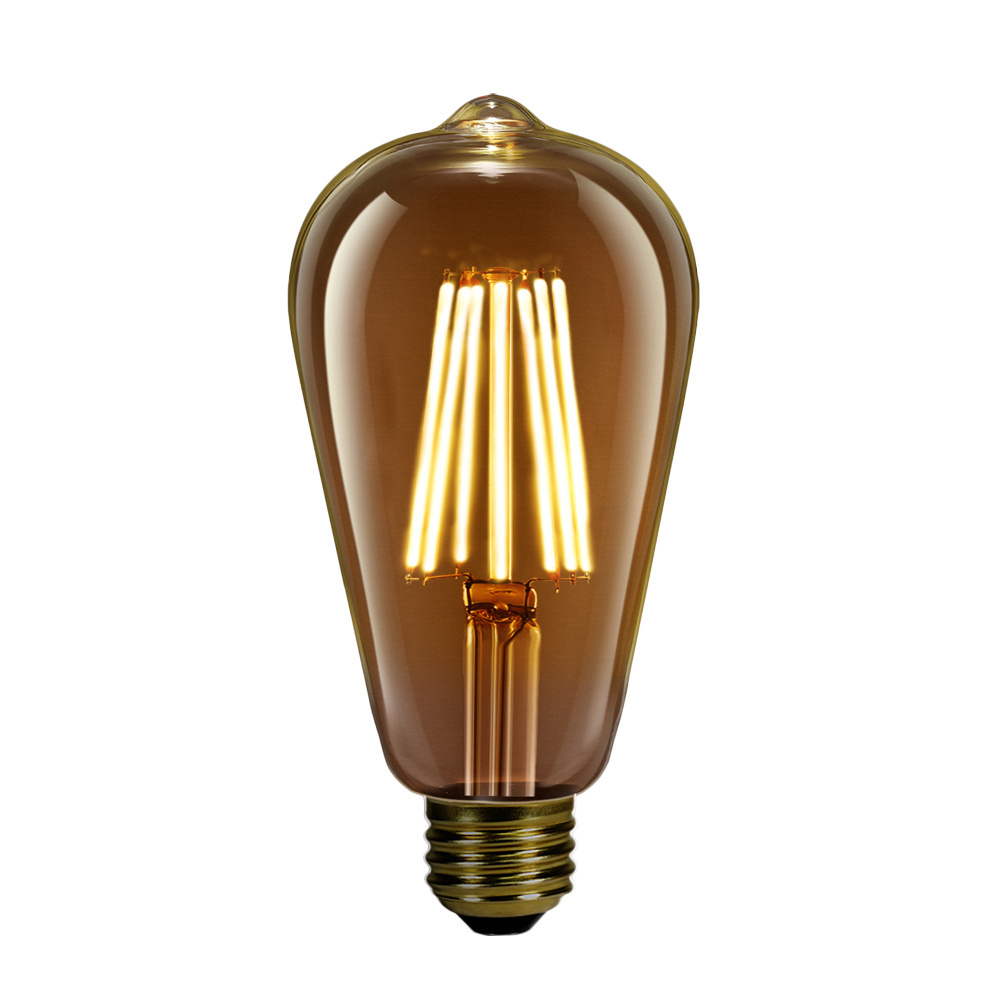 In Stock Ready To Ship ST64 E27 Bulbs Led Light Home Energy Saver 6w 630lm 2700k Amber Clear Led Filament Bulb