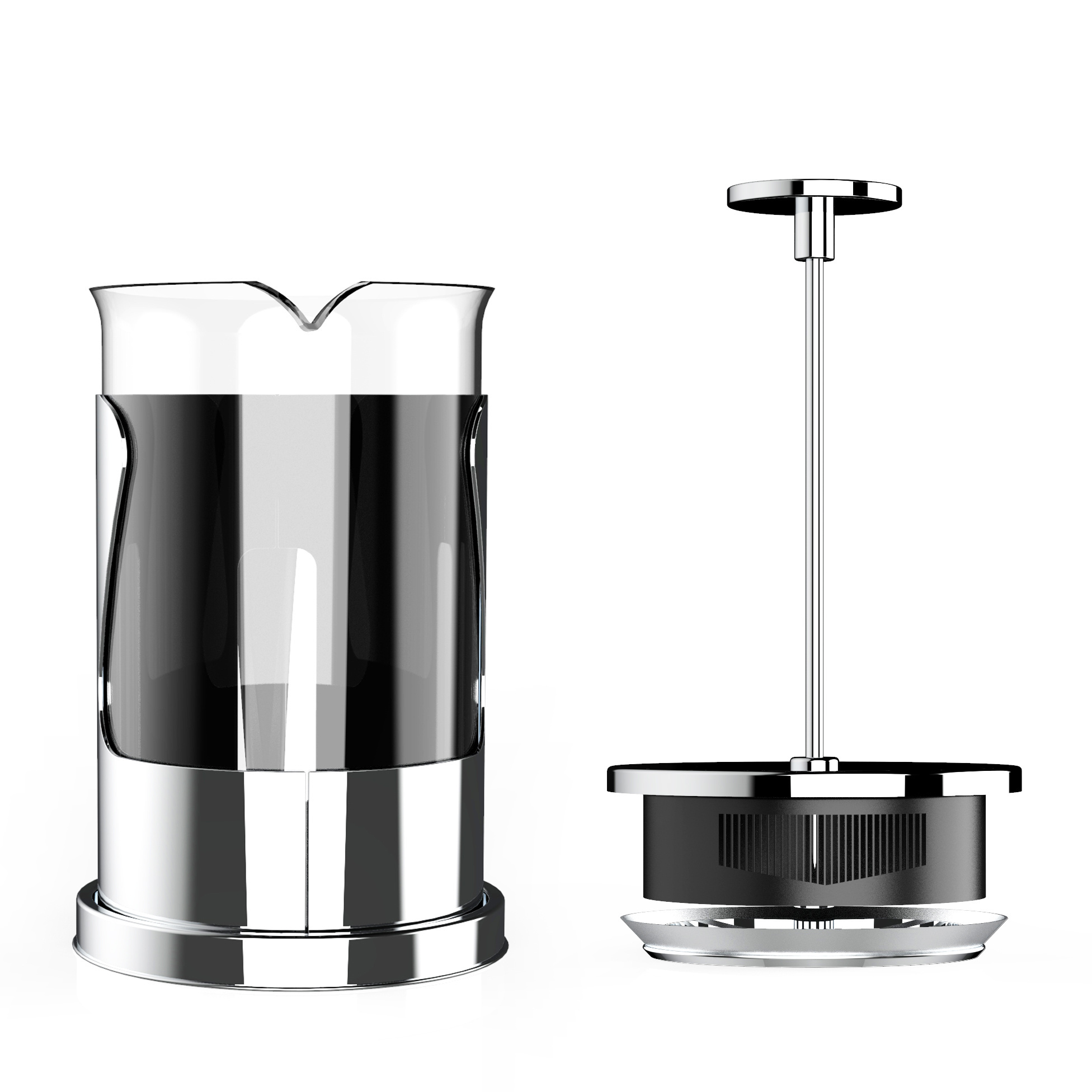 Glass Pitcher 4 Level Filter System Carafe Teapot plus Stainless Coffee Spoon n Cleaner Brush for Hot Cold Brew