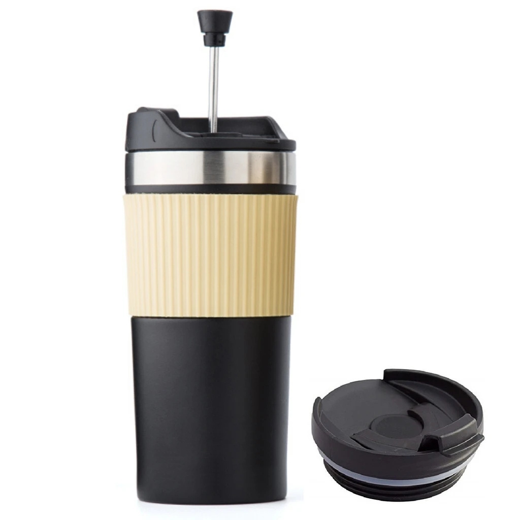 French Press Coffee Maker, 304 Grade Stainless Steel Insulated Coffee Press with extra leak proof drinking lid