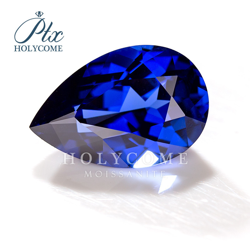 HOLYCOME 2023 Low Price Synthetic Sapphire 5A 10x15MM Shape Blue Pear Gemstone Lab Grown Diamond For Jewelry Making Hot Sales