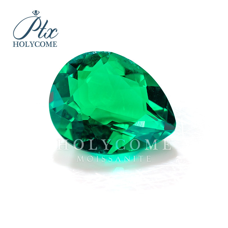 Wholesale Price Hydrothermal Colombian Lab Grown Emerald Gemstone Pear Cut Synthetic Created Emerald