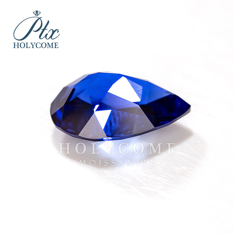 HOLYCOME 2023 Low Price Synthetic Sapphire 5A 10x15MM Shape Blue Pear Gemstone Lab Grown Diamond For Jewelry Making Hot Sales