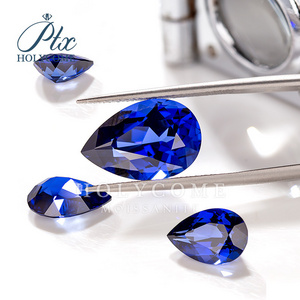 HOLYCOME 2023 Low Price Synthetic Sapphire 5A 10x15MM Shape Blue Pear Gemstone Lab Grown Diamond For Jewelry Making Hot Sales