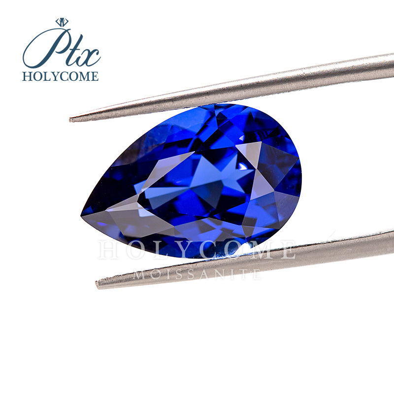 HOLYCOME 2023 Low Price Synthetic Sapphire 5A 10x15MM Shape Blue Pear Gemstone Lab Grown Diamond For Jewelry Making Hot Sales