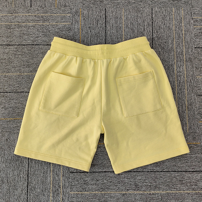 huili oem shorts manufacturer custom drawstring waist french terry shorts men pu leather patched men cotton sweat shorts