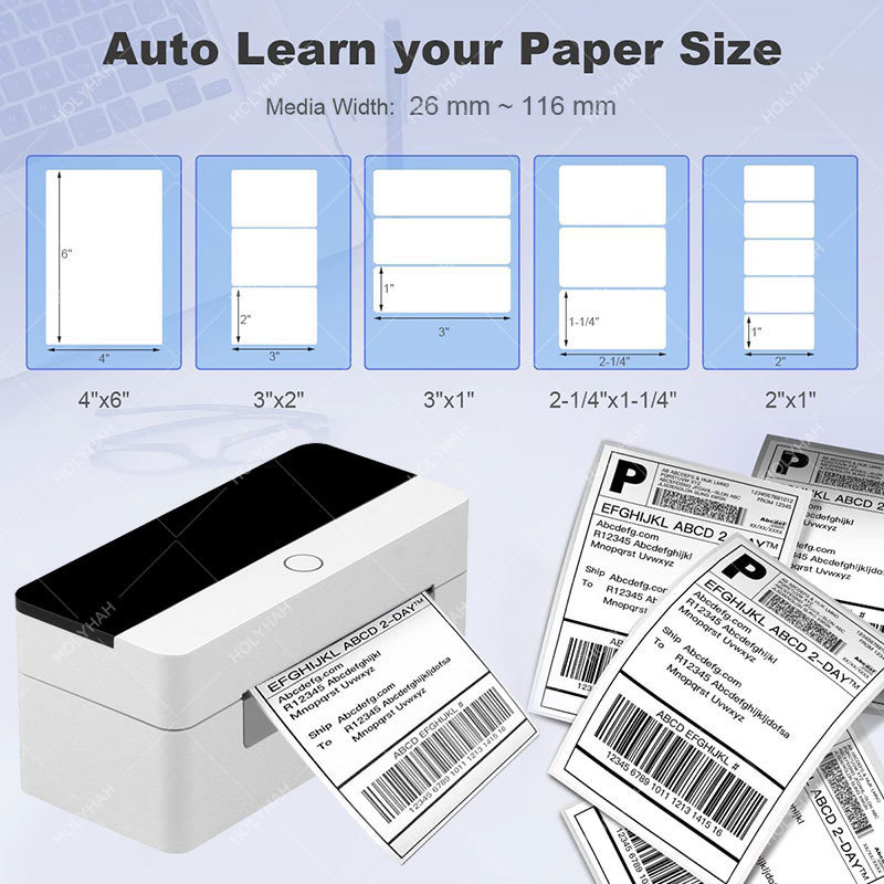 4x6 Shipping Label Printer with Large Paper A6 Thermal Barcode Printer