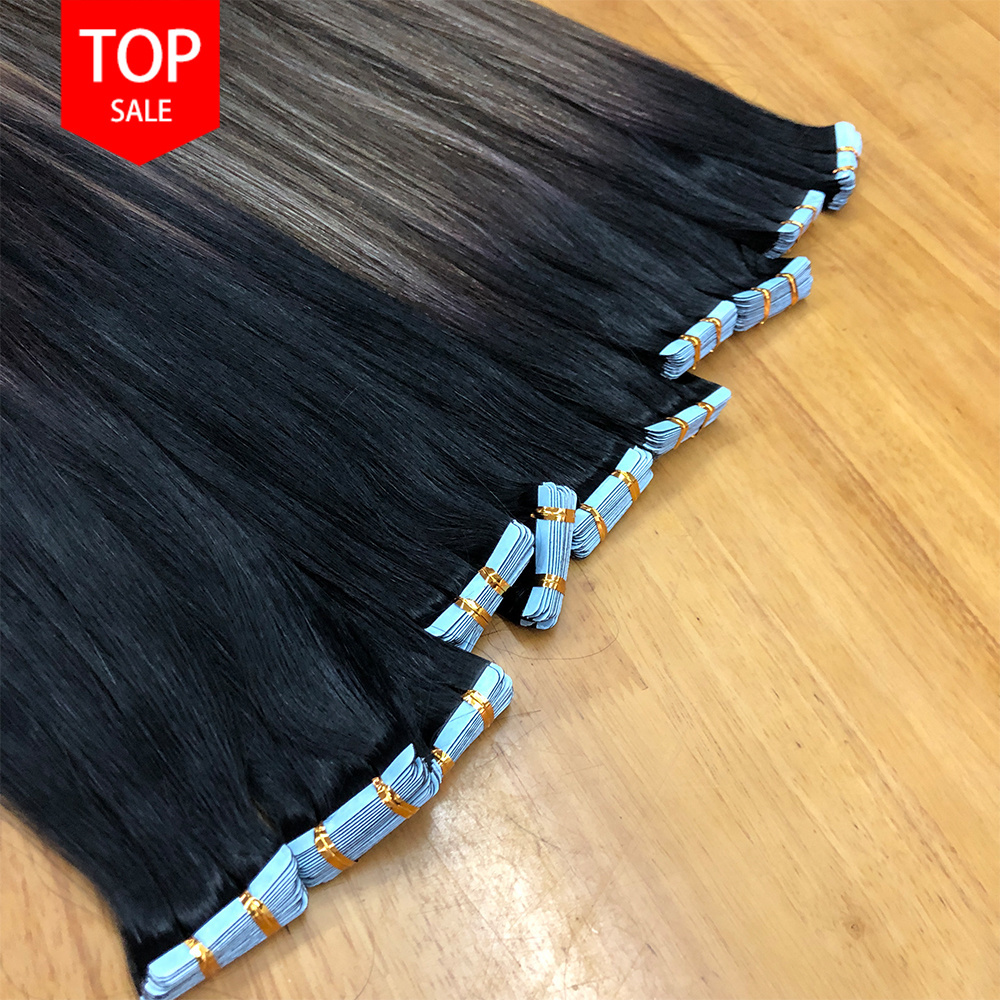 Raw vietnamese burmese hair extension tape ins cuticle aligned human hair weaves bundles tape in hair