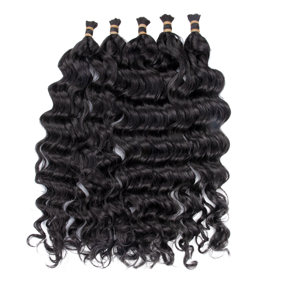 Wet And Wavy Bulk Human Hair For Braiding 100% Cuticle Aligned Unprocessed Raw Indian Hair