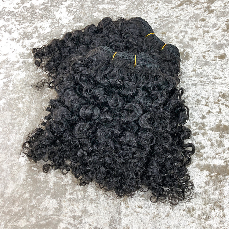 Burmese Kinky Afro Curly Hair Bundle Full Cuticle Aligned Raw Indian Human Hair Machine Double Weft