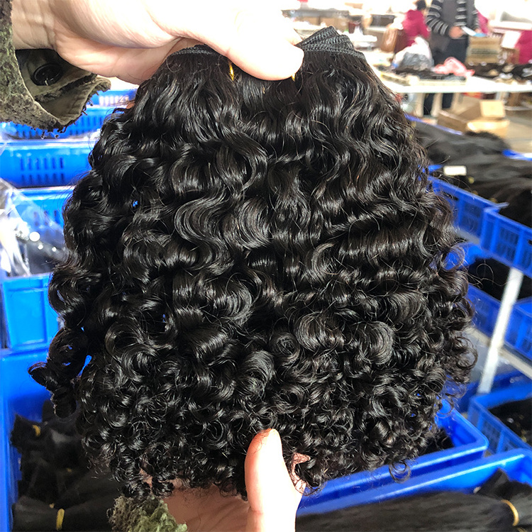 Burmese Kinky Afro Curly Hair Bundle Full Cuticle Aligned Raw Indian Human Hair Machine Double Weft